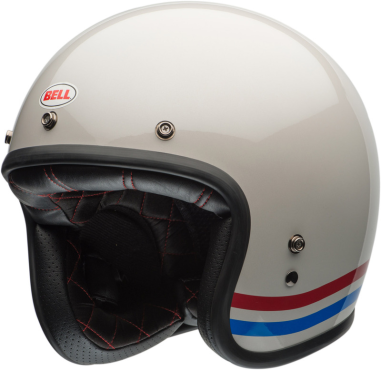 Casque BELL Custom 500 Vintage Collection - Stripes Gloss Pearl Blanc